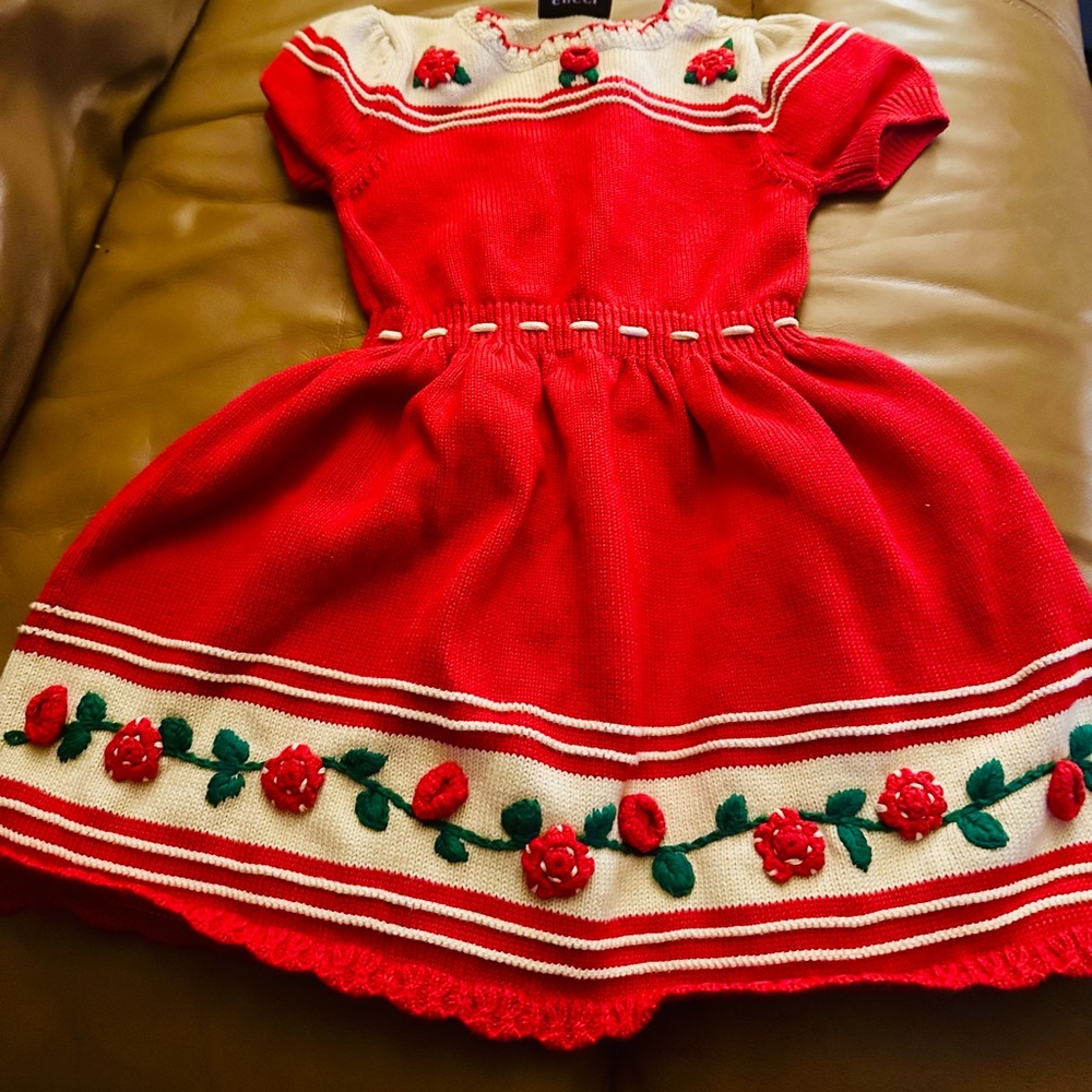 Gucci Girls Authentic Embroidered Sweater Dress (preowned) - Picture 3 of 7